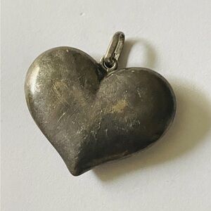 Vintage Sterling Silver Pendant Puffy Heart, Large, 7.9 Grams